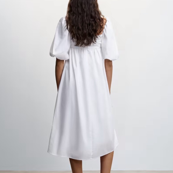 NWT_MANGO Puffed Sleeves Cotton Dress - Picture 4 of 5